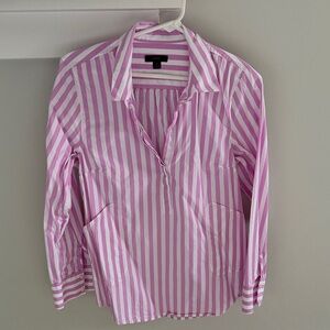 J. Crew Pink and White Striped Button Down Shirt
